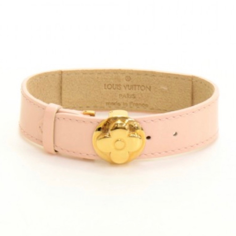 Louis Vuitton Pink Patent Leather Logo Bracelet